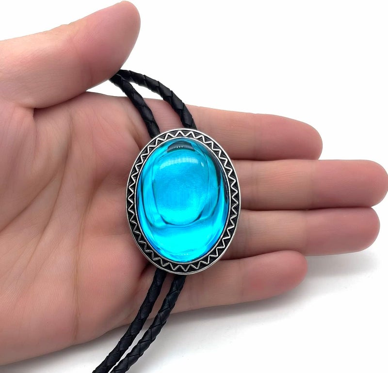 QUKE Stone Bolo Tie Native Western Cowboy Hand-woven Leather Bola Tie Necktie for Men Women - Image 3